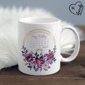 Personalized Floral Design Birthday Mug - Perfect Custom Gift for Birthdays