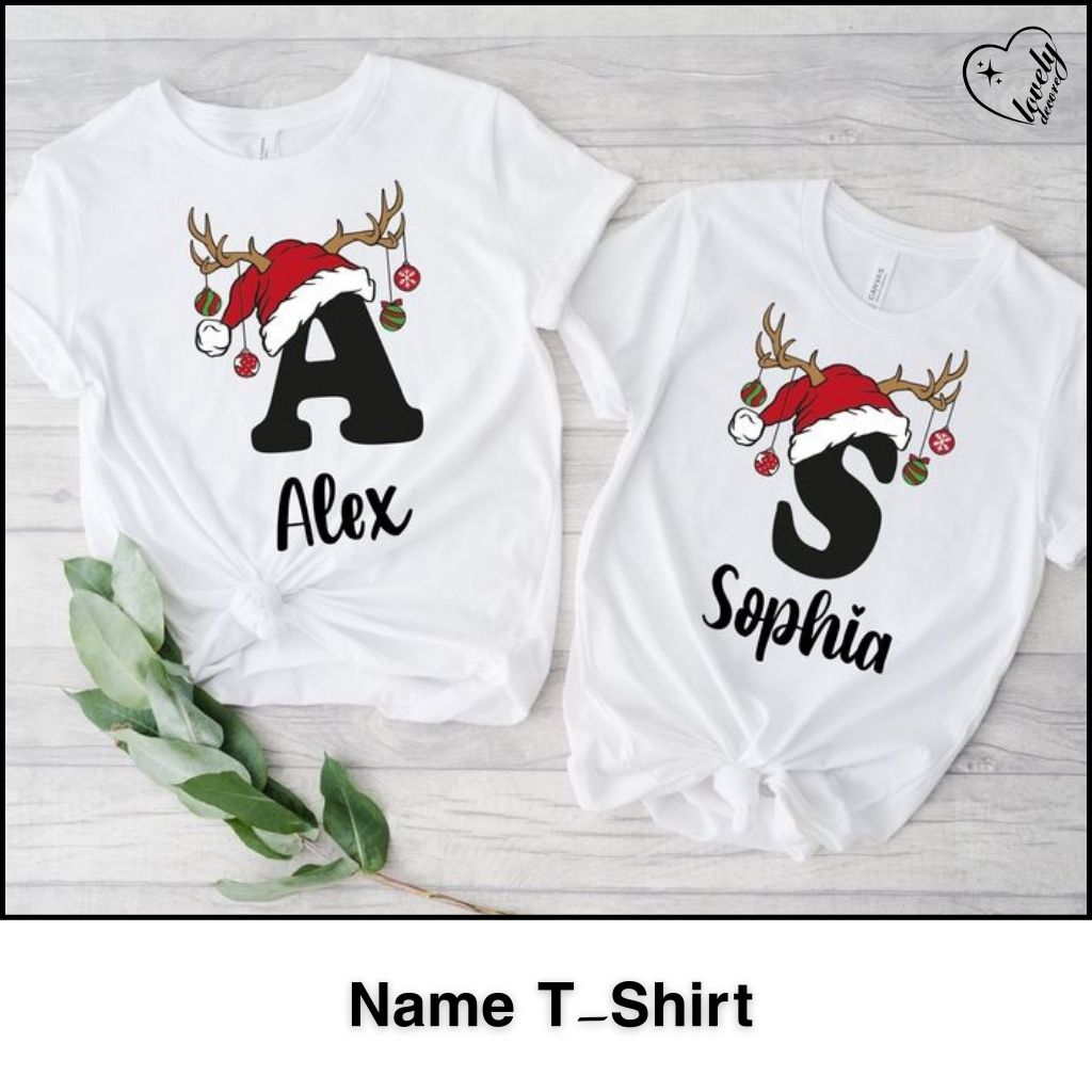 a couple of matching shirts with name and letters