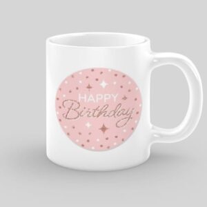 Personalized Pink Circle Birthday Mug - Perfect Custom Gift for Birthdays