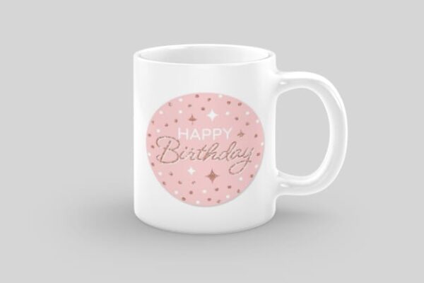 Personalized Pink Circle Birthday Mug - Perfect Custom Gift for Birthdays