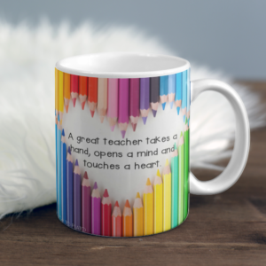 "Beautiful Ceramic Pencil Colours Teacher Mug – Thoughtful Gift for Educators"
