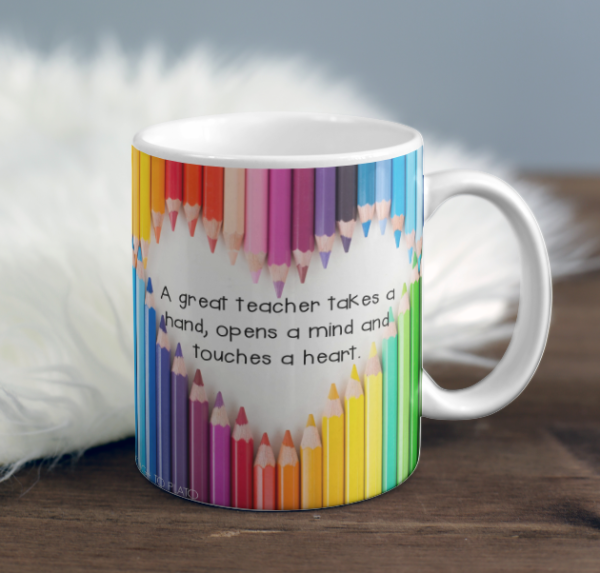"Beautiful Ceramic Pencil Colours Teacher Mug – Thoughtful Gift for Educators"