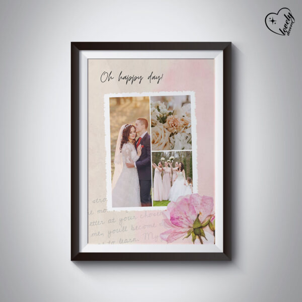 Customized Floral Happy Wedding Frame – A Cherished Wedding Gift